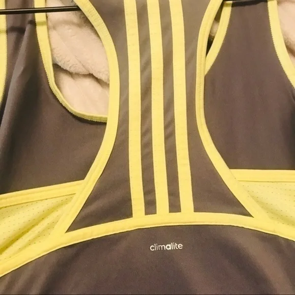 Adidas Grey Yellow Racerback Tank Tops Small - Picture 5 of 6